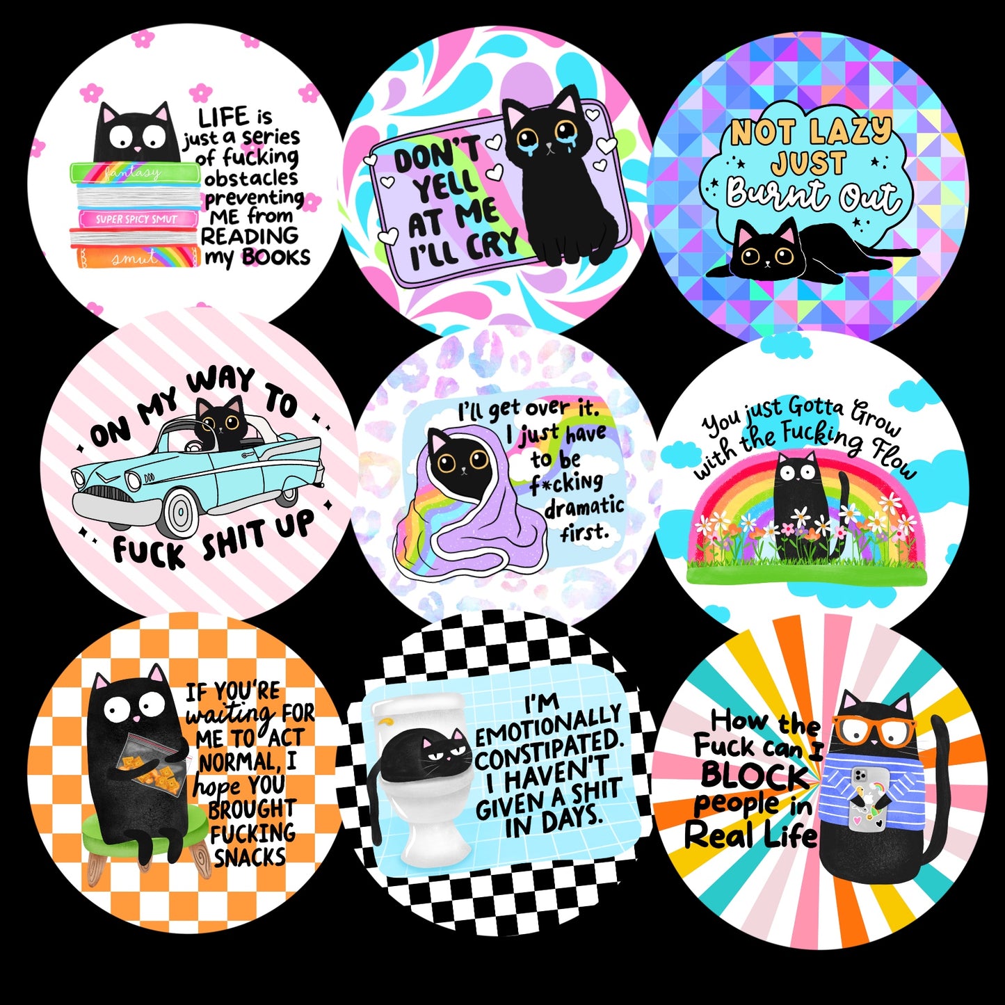 ROUND CARDSTOCK GRAB BAG / SNARKY CAT