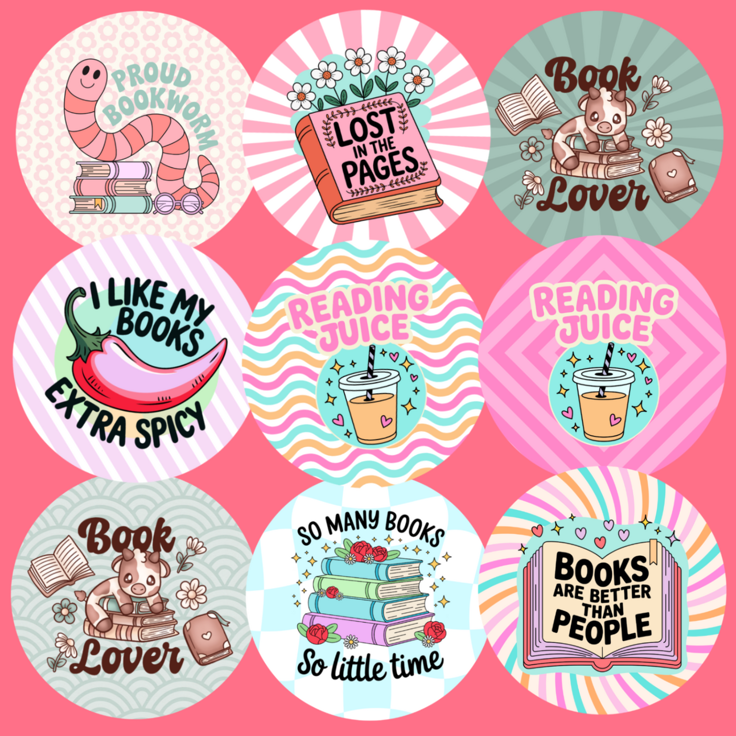ROUND CARDSTOCK GRAB BAG / BOOKISH