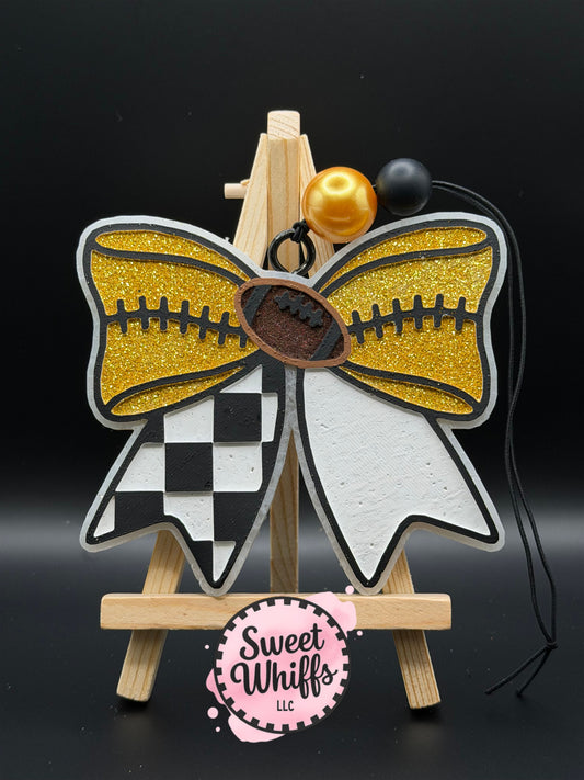Black & Yellow Football Bow